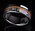 Men 8mm Tungsten Ring Koa Wood Inlay with Laser Pattern Comfort-Fit Wedding Band